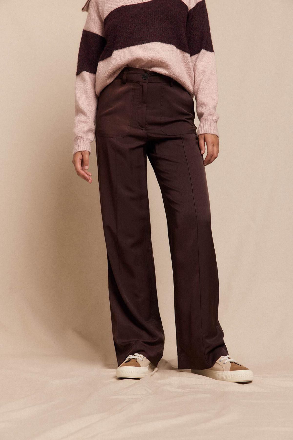 슬로우러브 새틴 와이드 팬츠 브라운 3722129 MARRON OSCURO - 상품 이미지