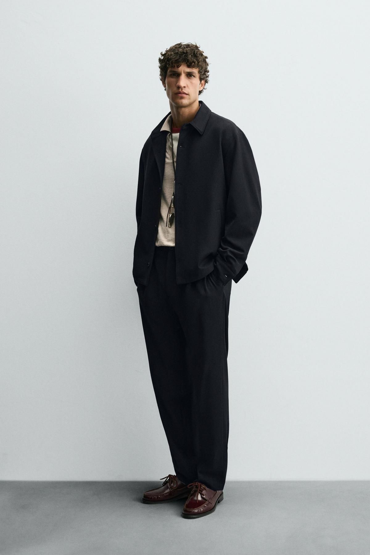자라 베이직 블랙 테크니컬 오버핏 오버셔츠 5934/448 NAVY BLUE - 상세 이미지 5