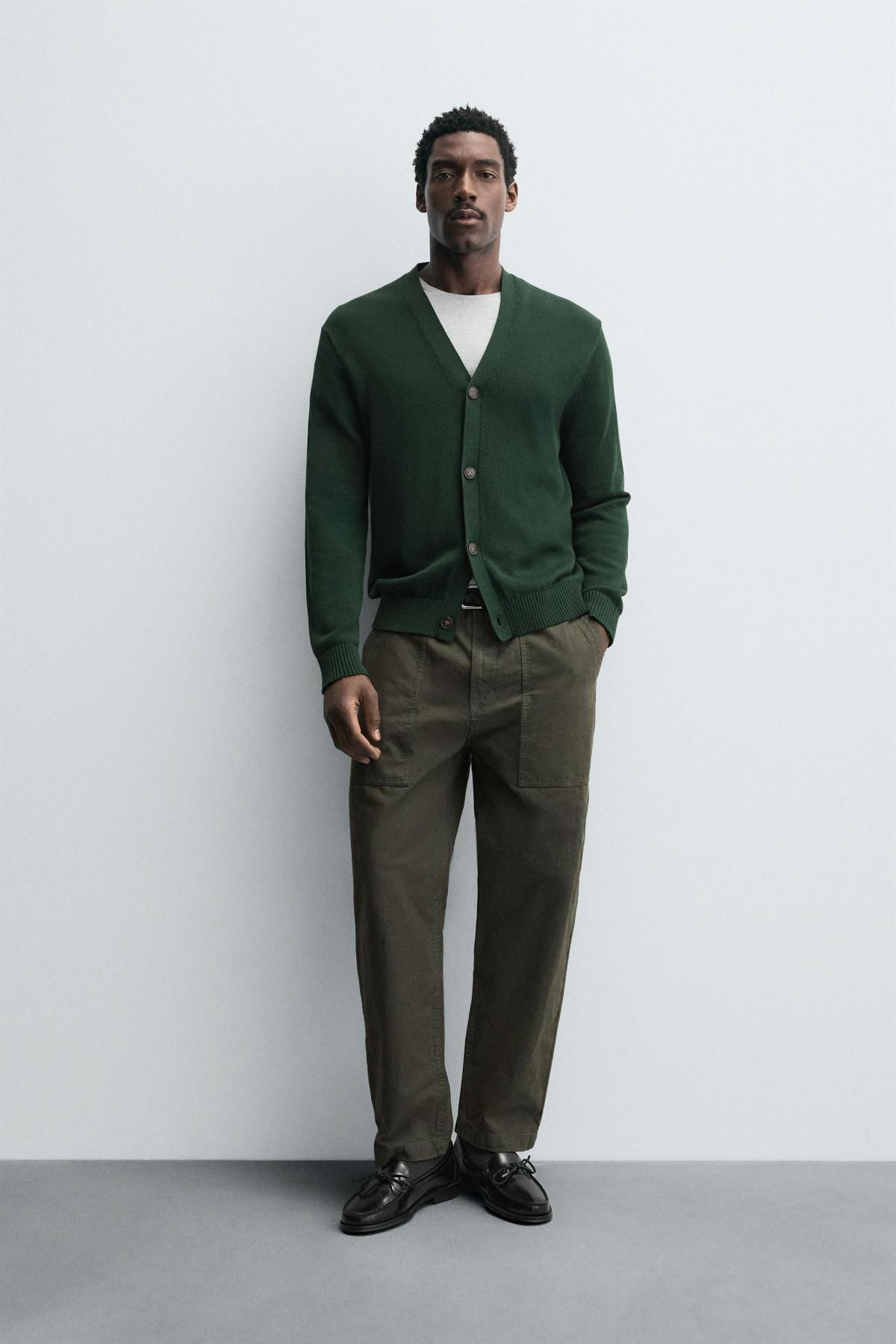 자라 워시드 코튼 테크니컬 스트레이트핏 팬츠 7147/435 DARK KHAKI - 상세 이미지 2