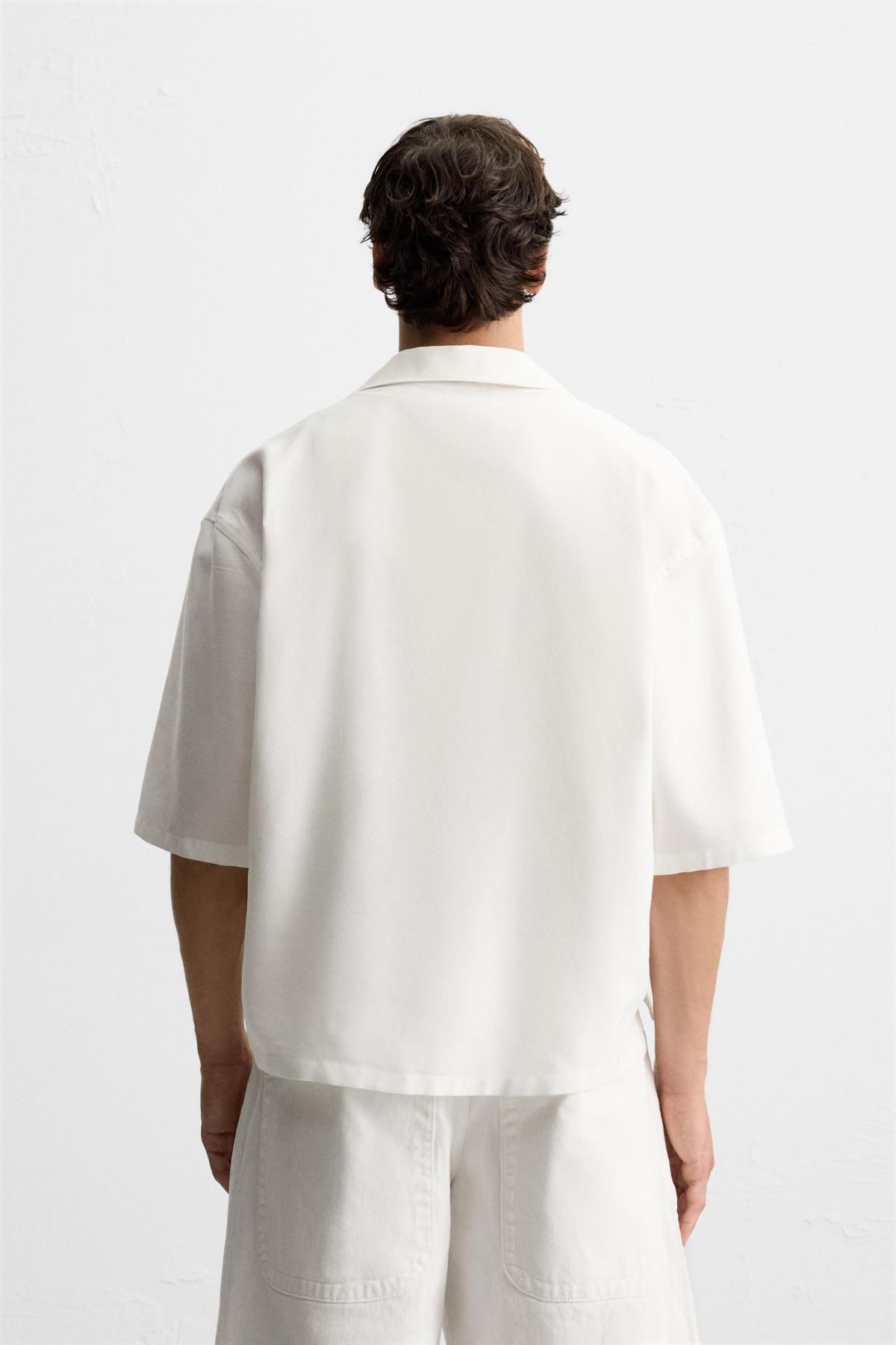 자라 린넨라이크 릴렉스핏 반팔 셔츠 3992/250 WHITE - 상세 이미지 4