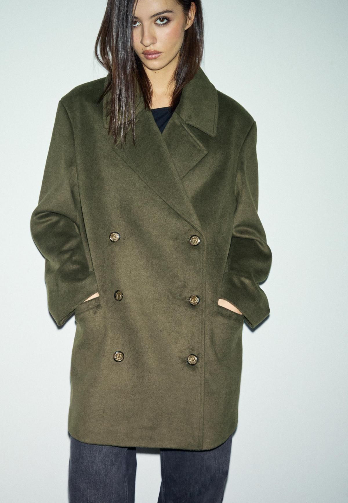 스트라디바리우스 테크니컬 더블브레스트 오버핏 코트 8476/771 OLIVE GREEN - 상세 이미지 4