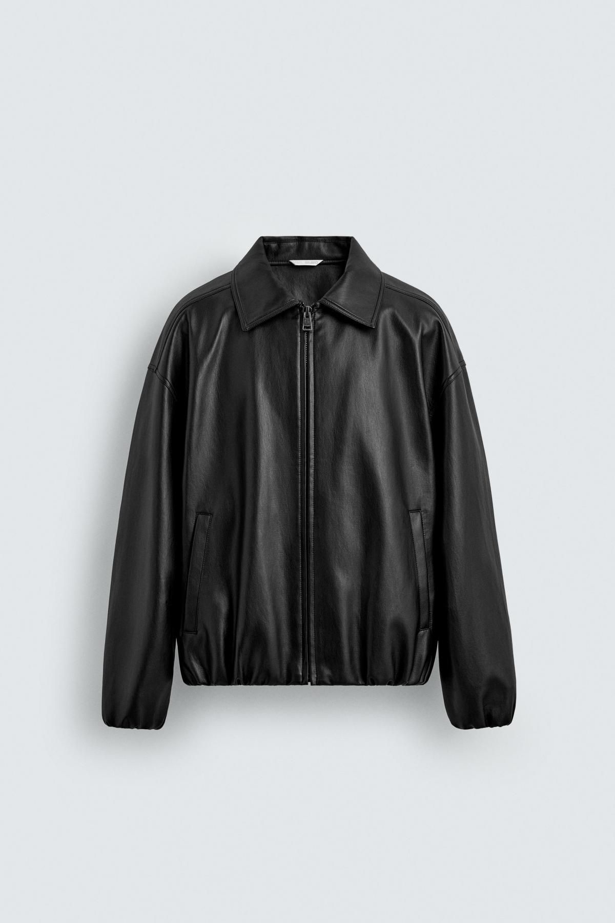 자라 레더 이펙트 테크니컬 봄버 재킷 3046/311 BLACK - 상품 이미지