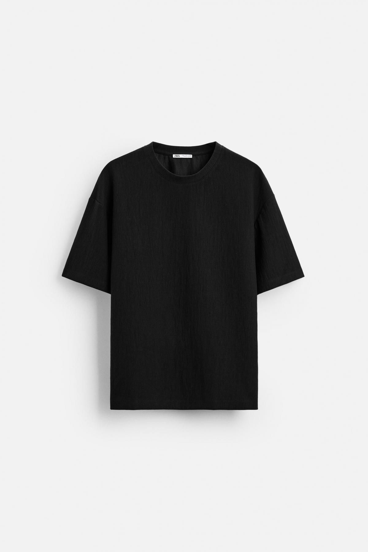 자라 텍스처 릴렉스핏 티셔츠 3992/405 BLACK - 메인 이미지