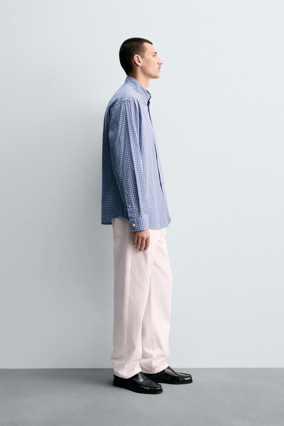 자라 체크 레귤러핏 코튼 긴팔 셔츠 5588/749 BLUE - 상세 이미지 5
