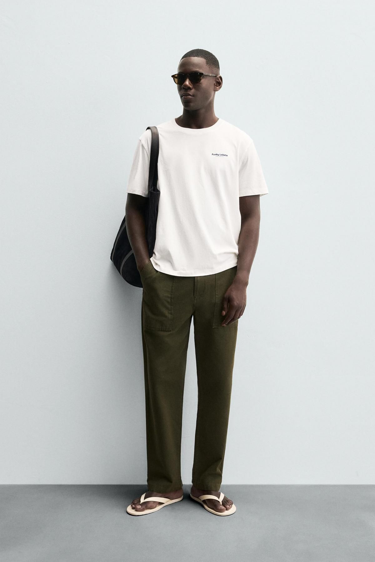 자라 화이트 레귤러핏 라운드 반팔 티셔츠 6224/360 OYSTER-WHITE - 상세 이미지 2