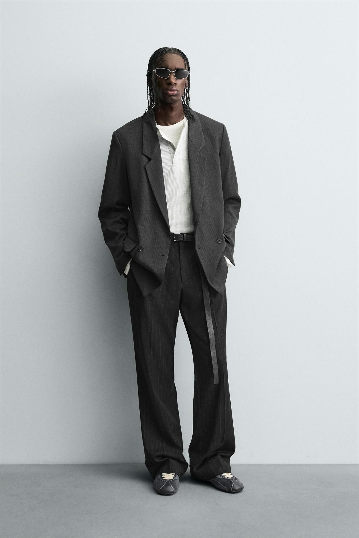 자라 스트라이프 테일러드 더블브레스트 블레이저 6525/837 GREY - 상세 이미지 2