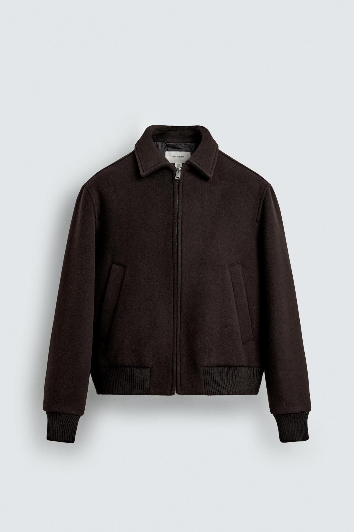 자라 프리미엄 울캐시미어 테크니컬 집업 재킷 5963/520 DARK BROWN - 메인 이미지