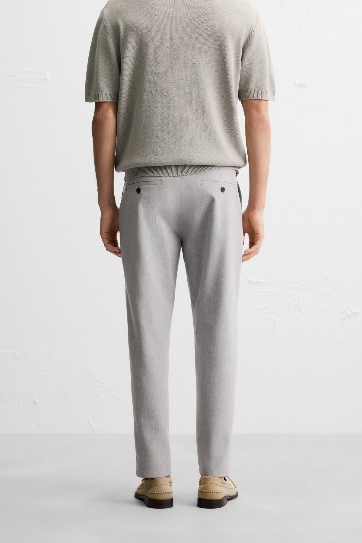자라 테크니컬 스트레치 슬림핏 팬츠 0706/650 LIGHT GREY - 상세 이미지 3
