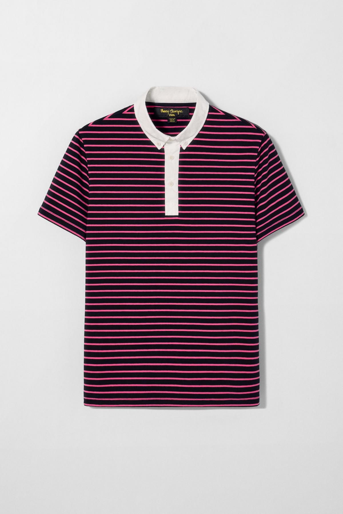 자라 스트라이프 슬림핏 테크니컬 반팔 폴로셔츠 0722/306 STRIPED - 메인 이미지