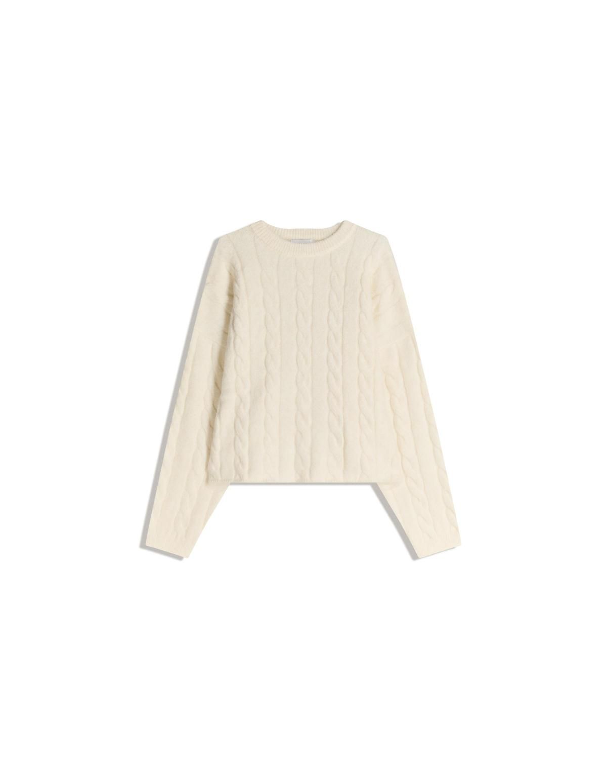 버쉬카 케이블 니트 스웨터 라운드넥 아이보리 7263/693 CREAM - 상세 이미지 2