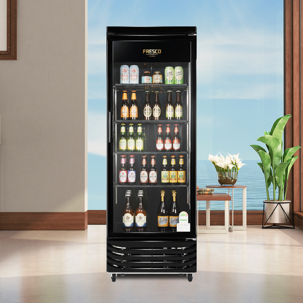 소상공인지원 음료수냉장고 쇼케이스 냉장 음료 1등급 카페 꽃 술 주류 소주냉장고 FRE-465RFAB 내부 LED 화이트 제품 이미지