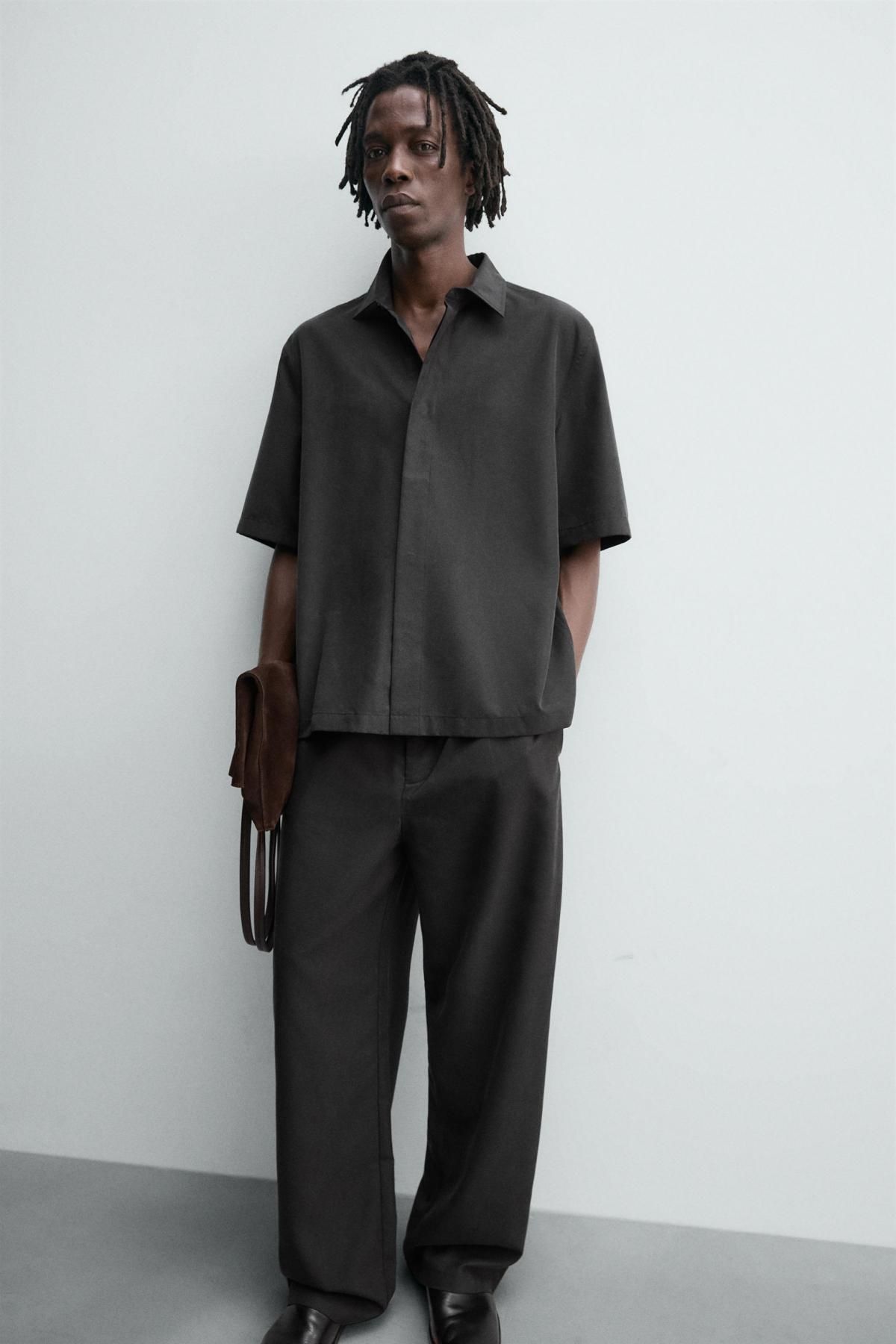 자라 테크니컬 릴렉스핏 와이드 팬츠 1437/390 DARK GREY - 상세 이미지 5