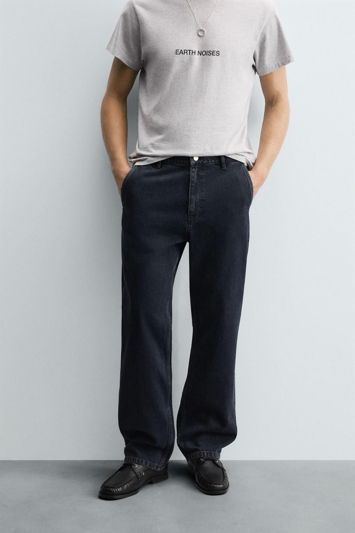자라 와이드핏 데님 치노 팬츠 3991/302 DARK NAVY - 상세 이미지 3