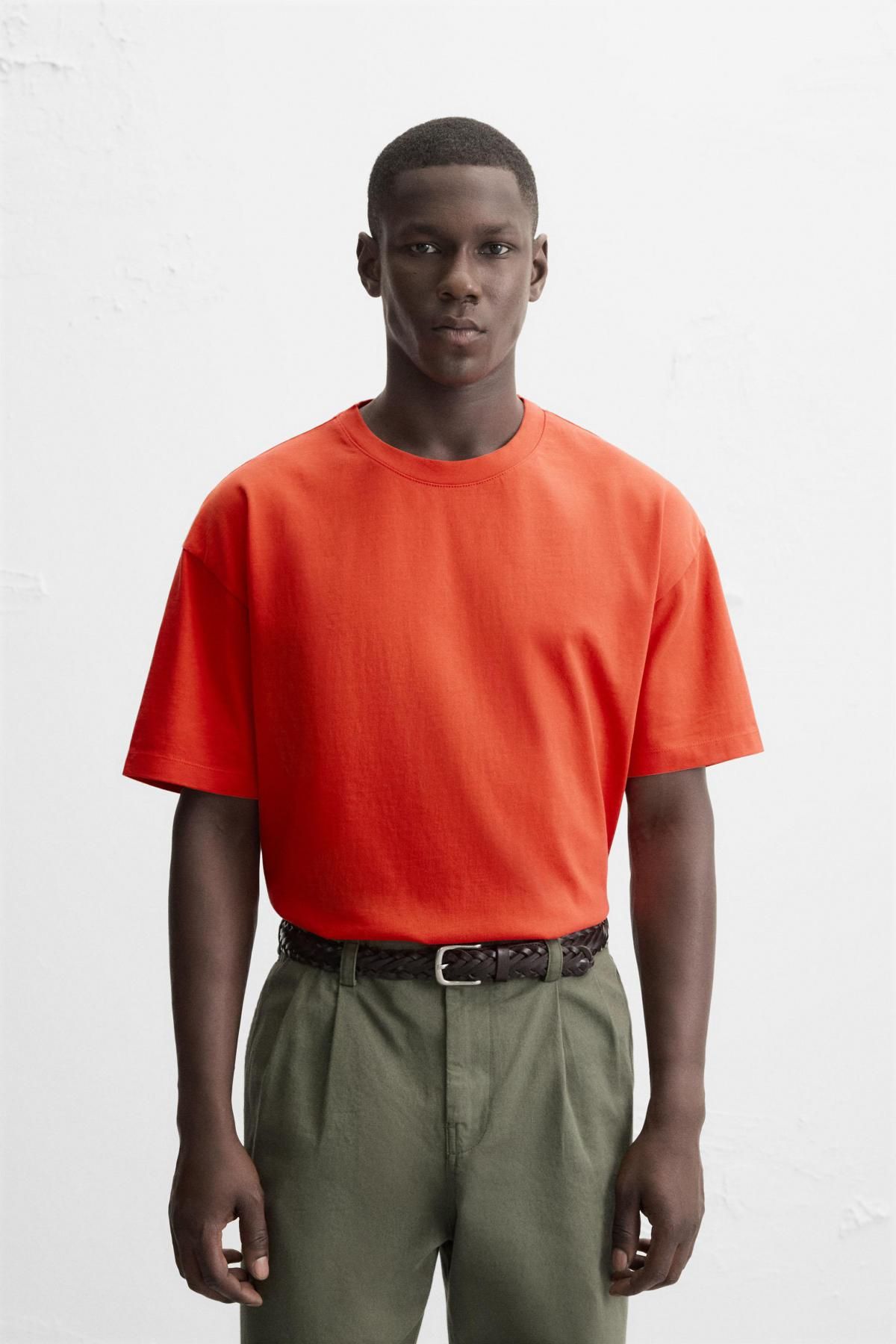 자라 헤비웨이트 오렌지 반팔 티셔츠 1887/455 BRIGHT ORANGE - 상세 이미지 3