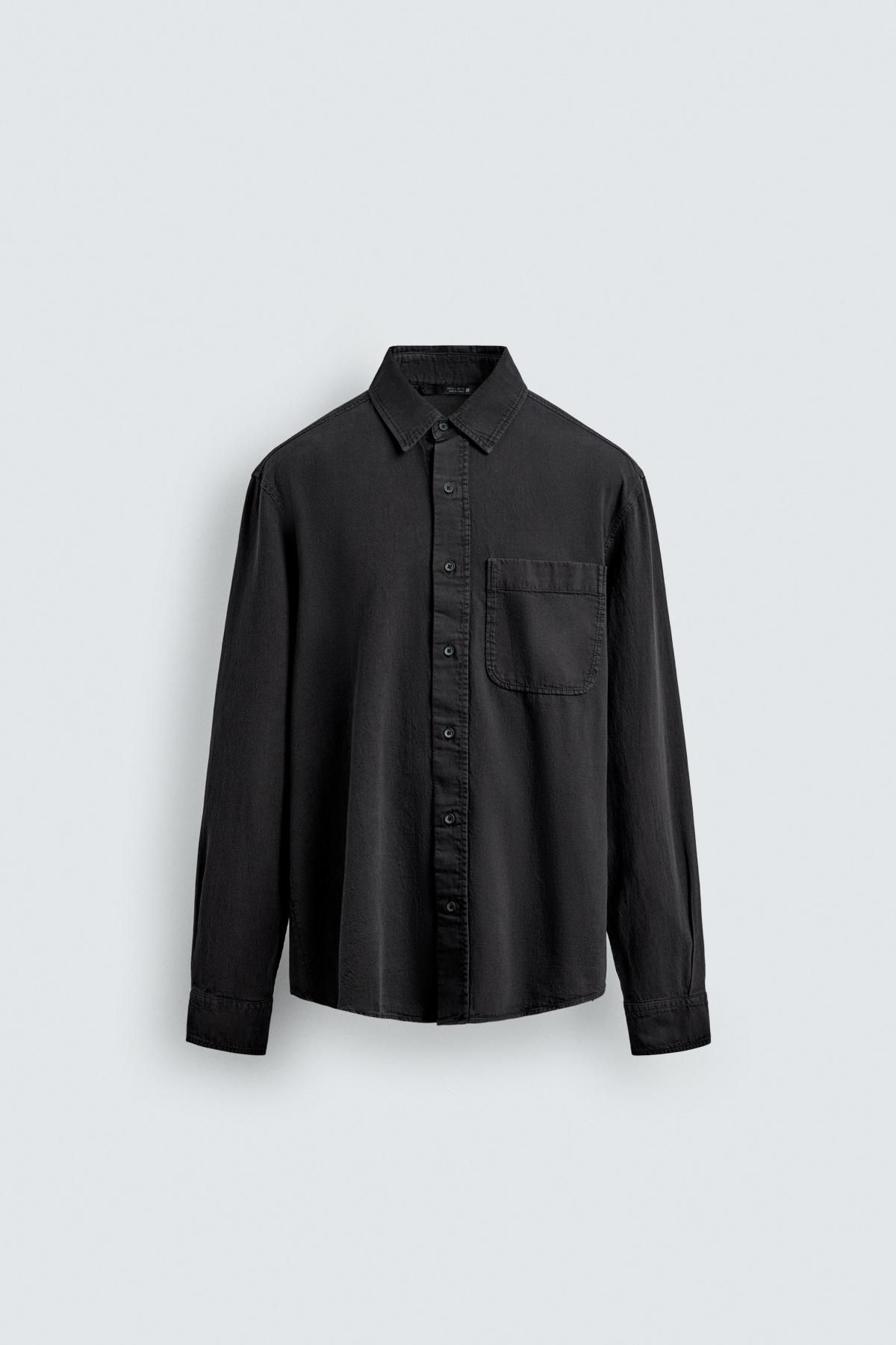 자라 워싱 코튼린넨 테크니컬 긴팔 셔츠 2599/302 CHARCOAL - 메인 이미지