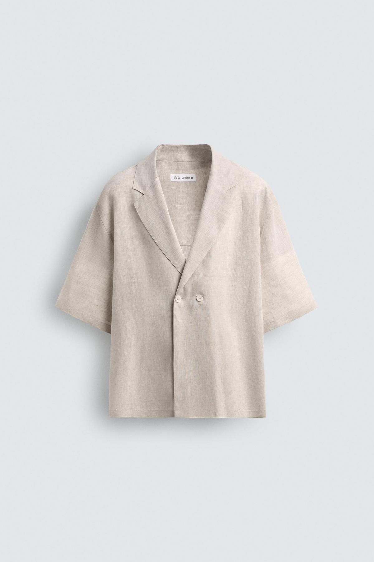 자라 리넨 칼라 반팔 기모노 셔츠 5996/010 LIGHT BEIGE - 메인 이미지