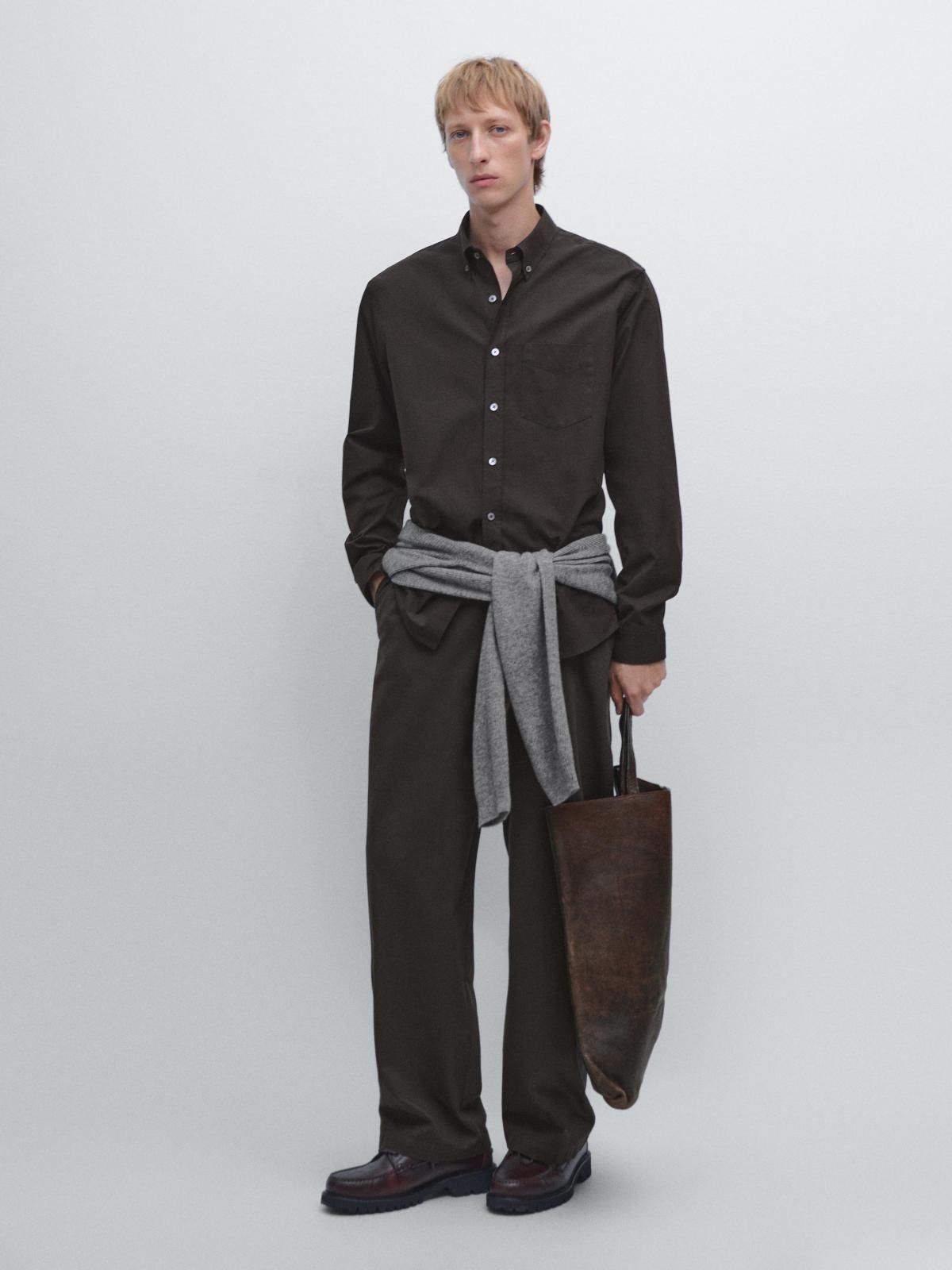 마시모두띠 옥스포드 클래식 레귤러핏 포켓 코튼 긴팔 셔츠 1811/292 BROWN - 상세 이미지 2