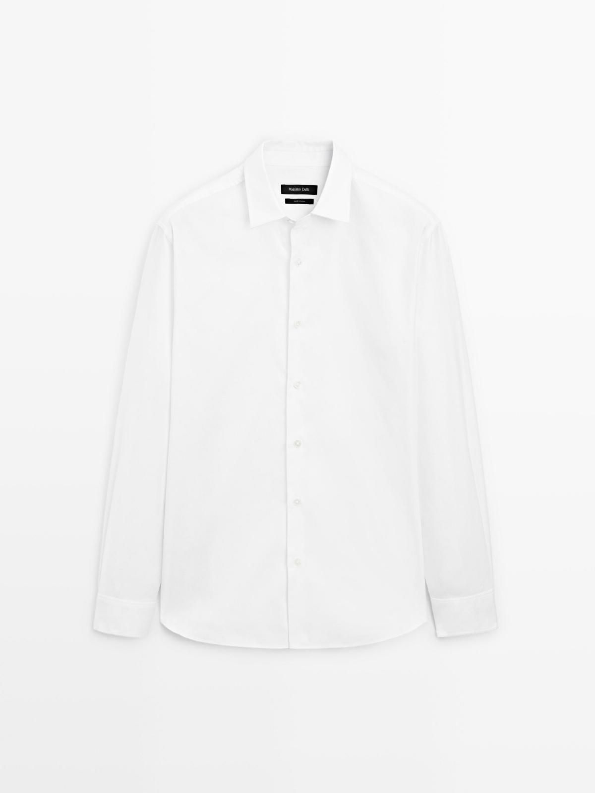 마시모두띠 화이트 텍스처 레귤러핏 코튼 긴팔 셔츠 1741/294 WHITE - 상품 이미지