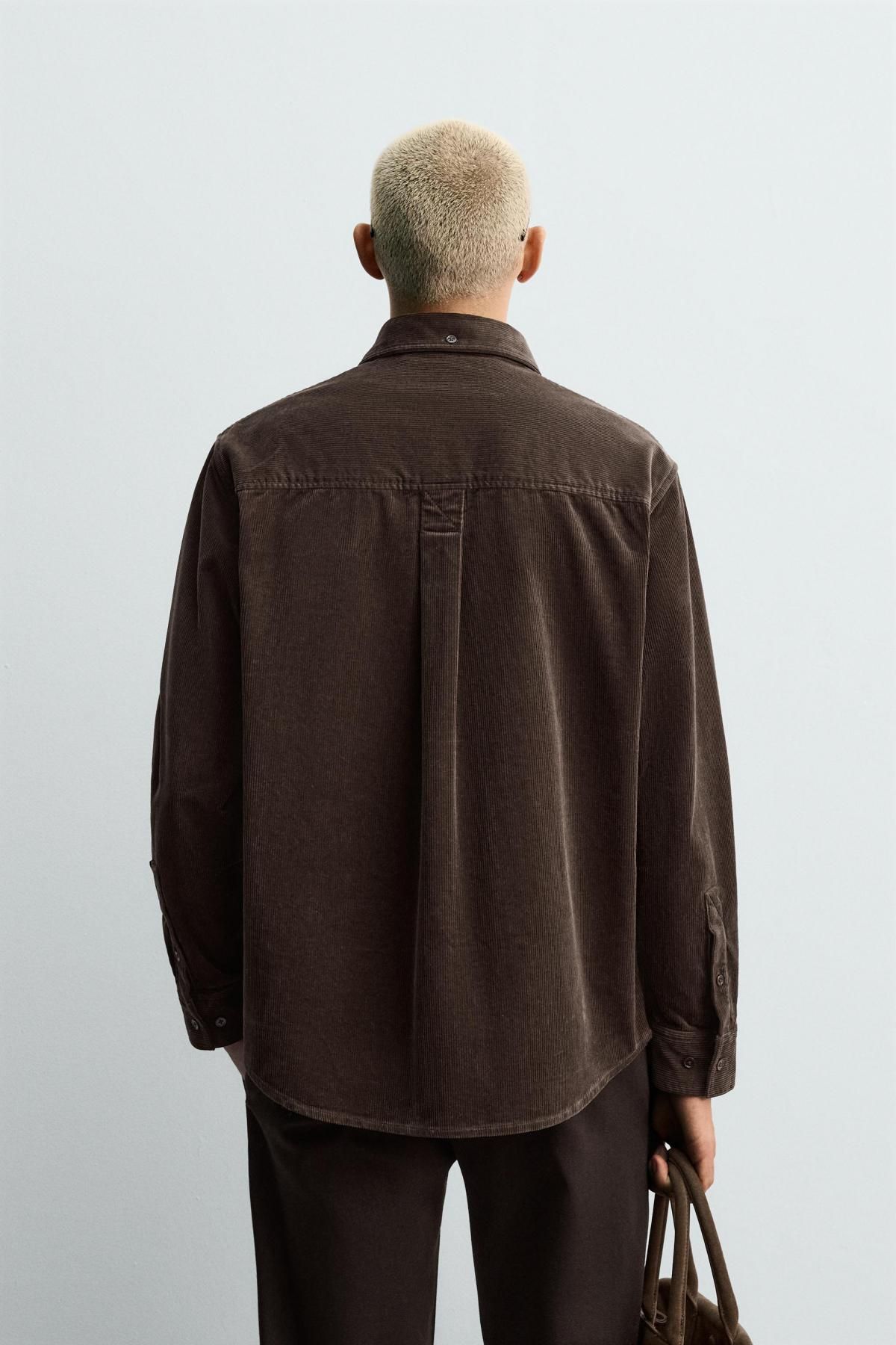 자라 코듀로이 릴렉스핏 긴팔 셔츠 3692/301 BROWN - 상세 이미지 4