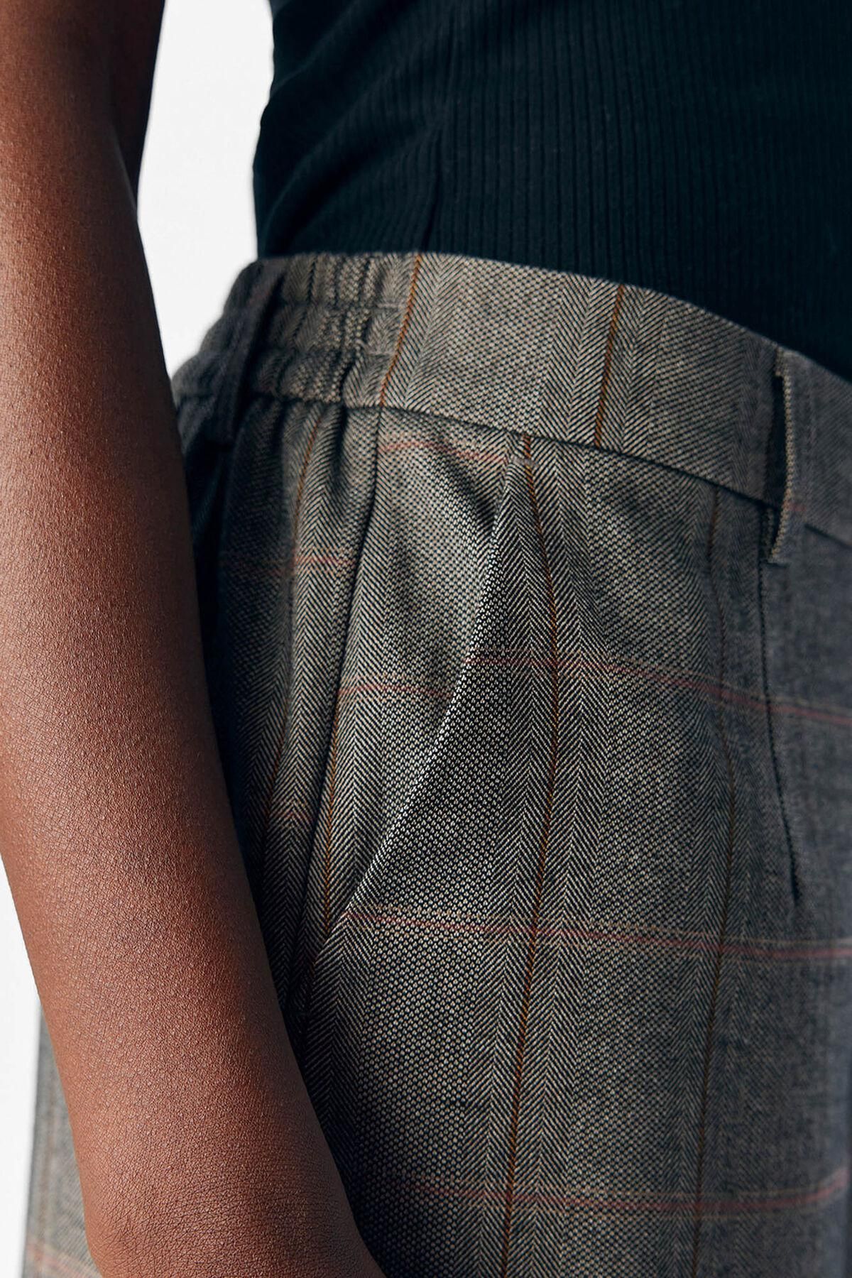 오브젝트 오피스 체크 와이드 팬츠 6398253 VERDE - 상세 이미지 3