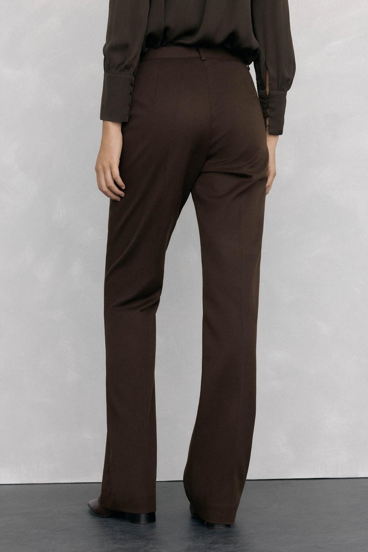 페드로 델 이에로 플레어 슬랙스 브라운 정장 팬츠 7602531 MARRON - 상세 이미지 4