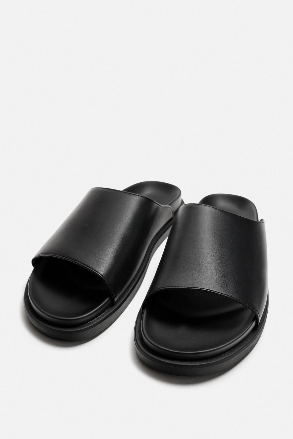 자라 미니멀 블랙 모노크롬 슬라이드 샌들 2704/620 BLACK - 상세 이미지 4
