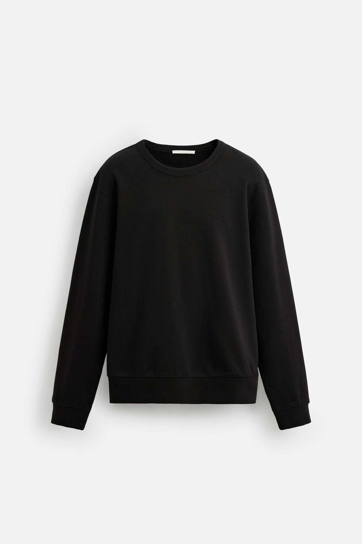 자라 베이직 미니멀 크루넥 스웨트셔츠 3443/360 BLACK - 메인 이미지