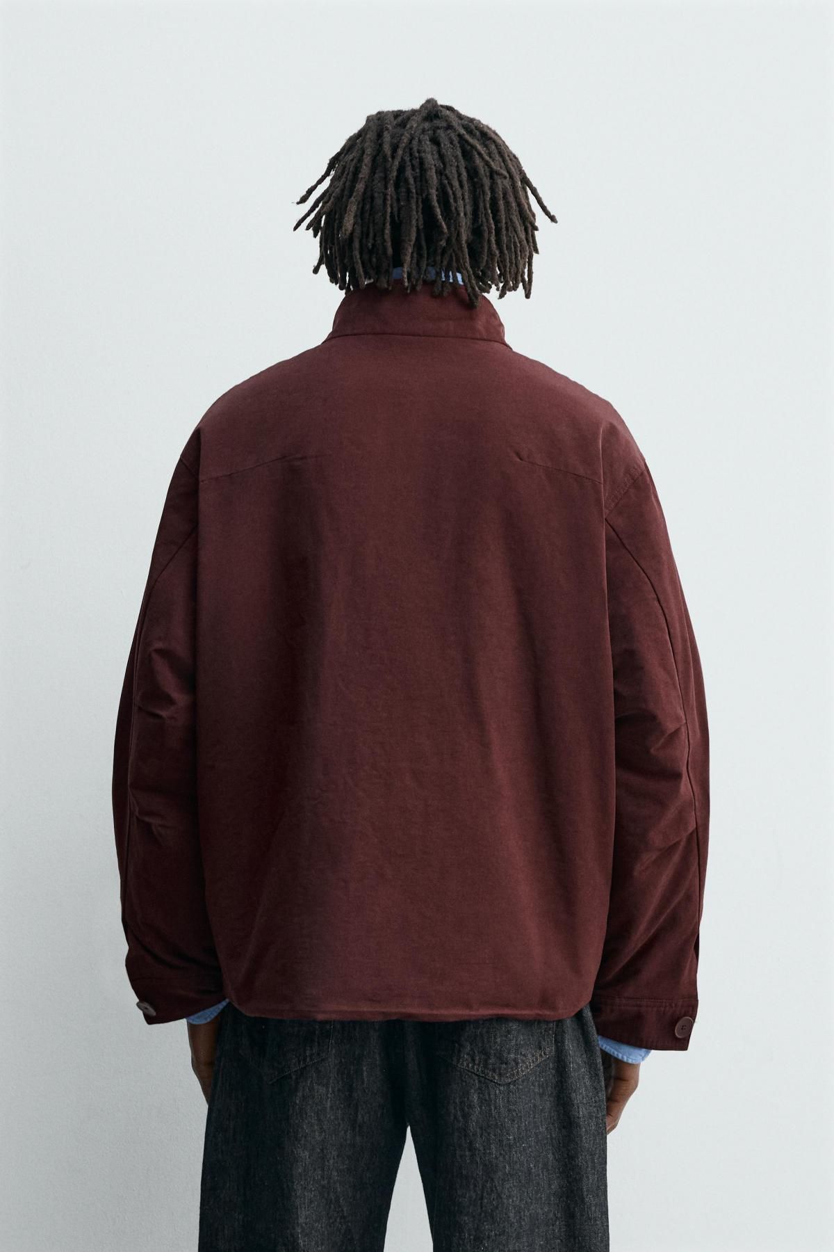 자라 테크니컬 박시핏 포켓 재킷 5070/150 BURGUNDY - 상세 이미지 4