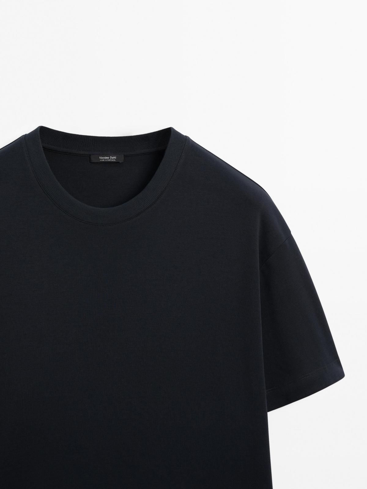 마시모두띠 100 코튼 베이직 미디엄웨이트 블랙 반팔 티셔츠 1418/212 NAVY BLUE - 상세 이미지 2