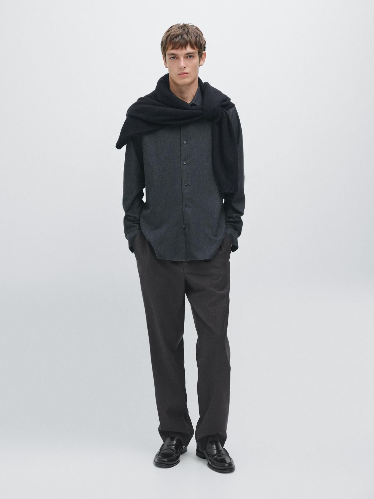 마시모두띠 멜란지 체크 텍스처 레귤러핏 긴팔 셔츠 1803/298 DARK BLUE - 상세 이미지 2