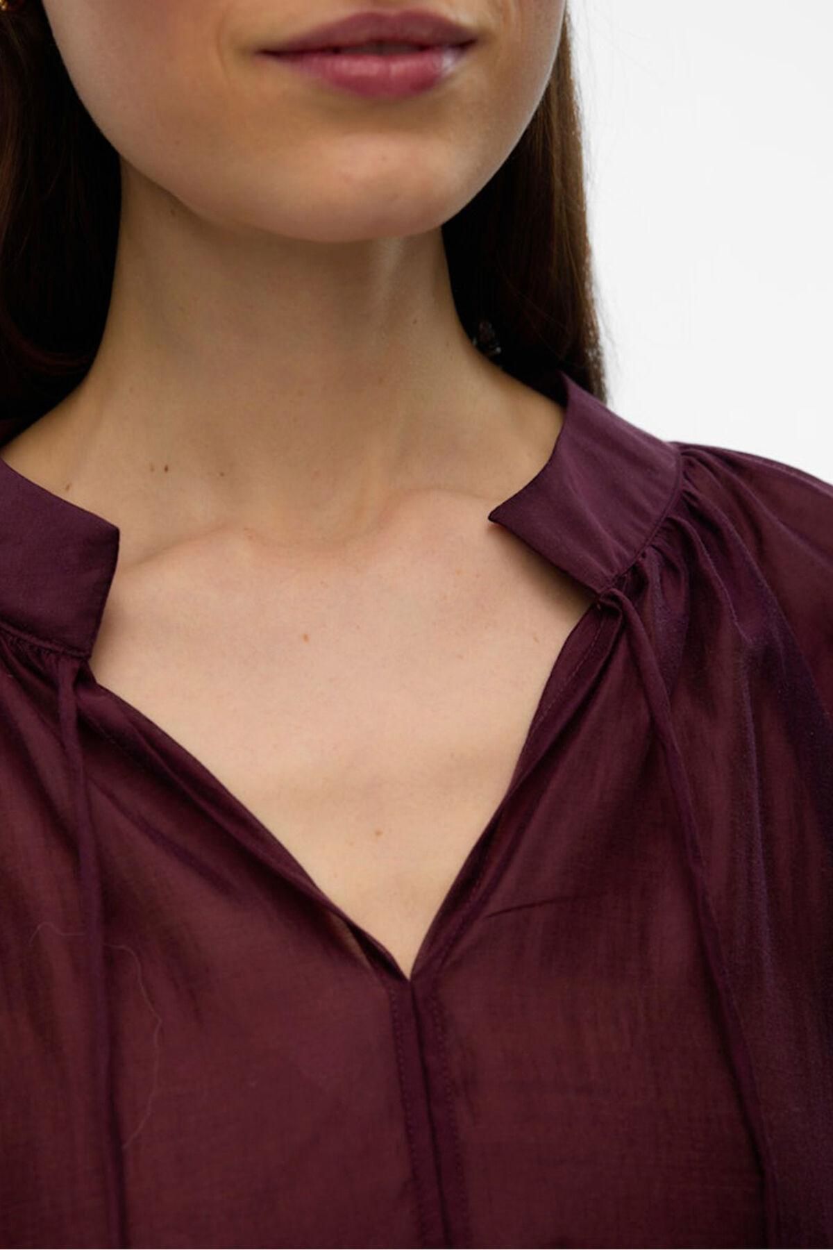 베로모다 보헤미안 세미시스루 러플 소매 블라우스 7762340 MORADO - 상세 이미지 3