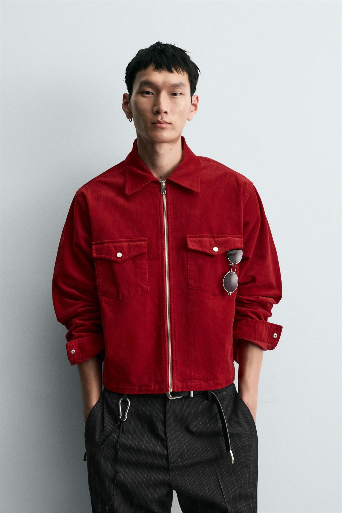 자라 코듀로이 박시핏 집업 오버셔츠 3715/706 RED - 상세 이미지 3