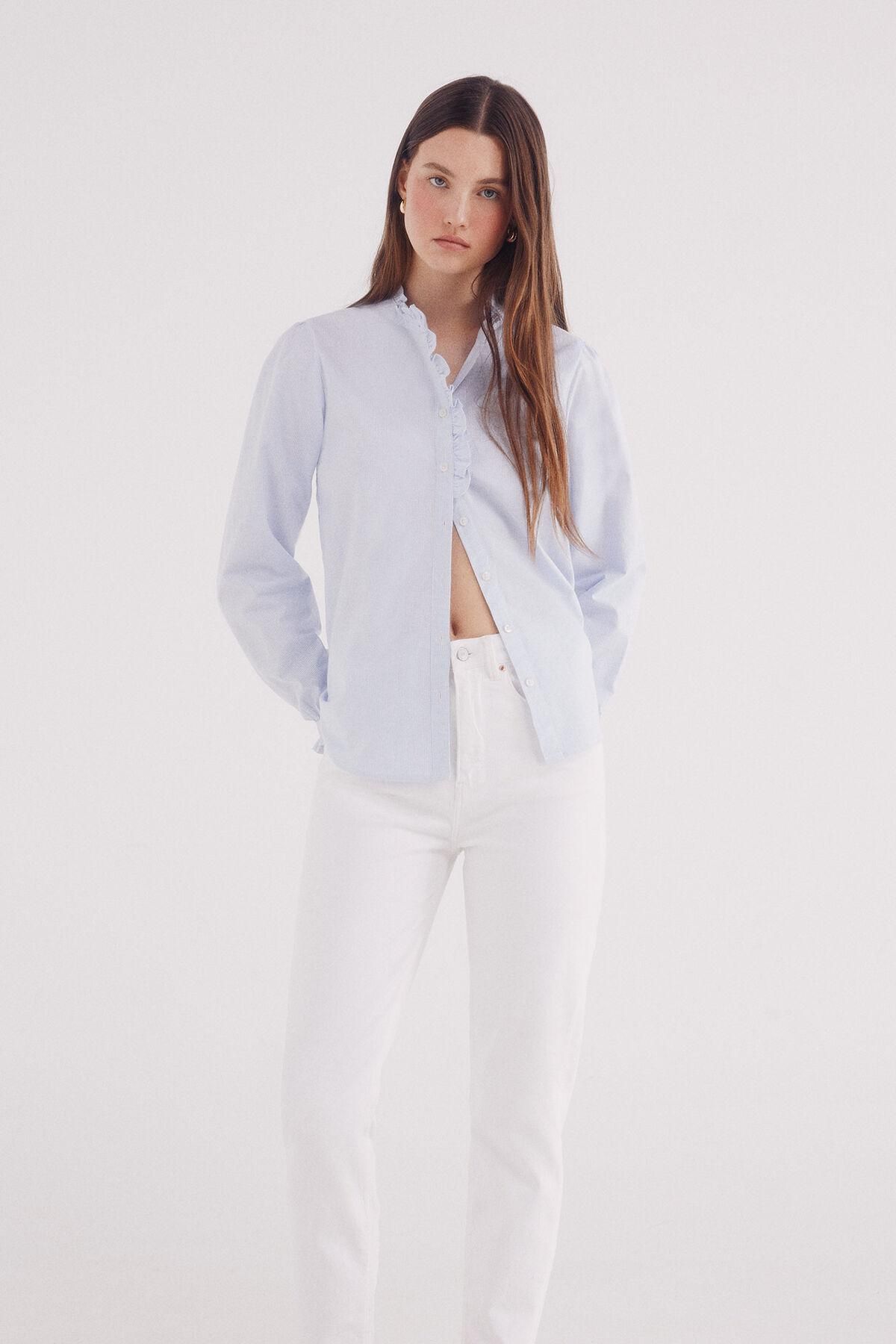 스프링필드 클래식 옥스포드 프릴카라 블라우스 6792370 AZUL - 상세 이미지 3