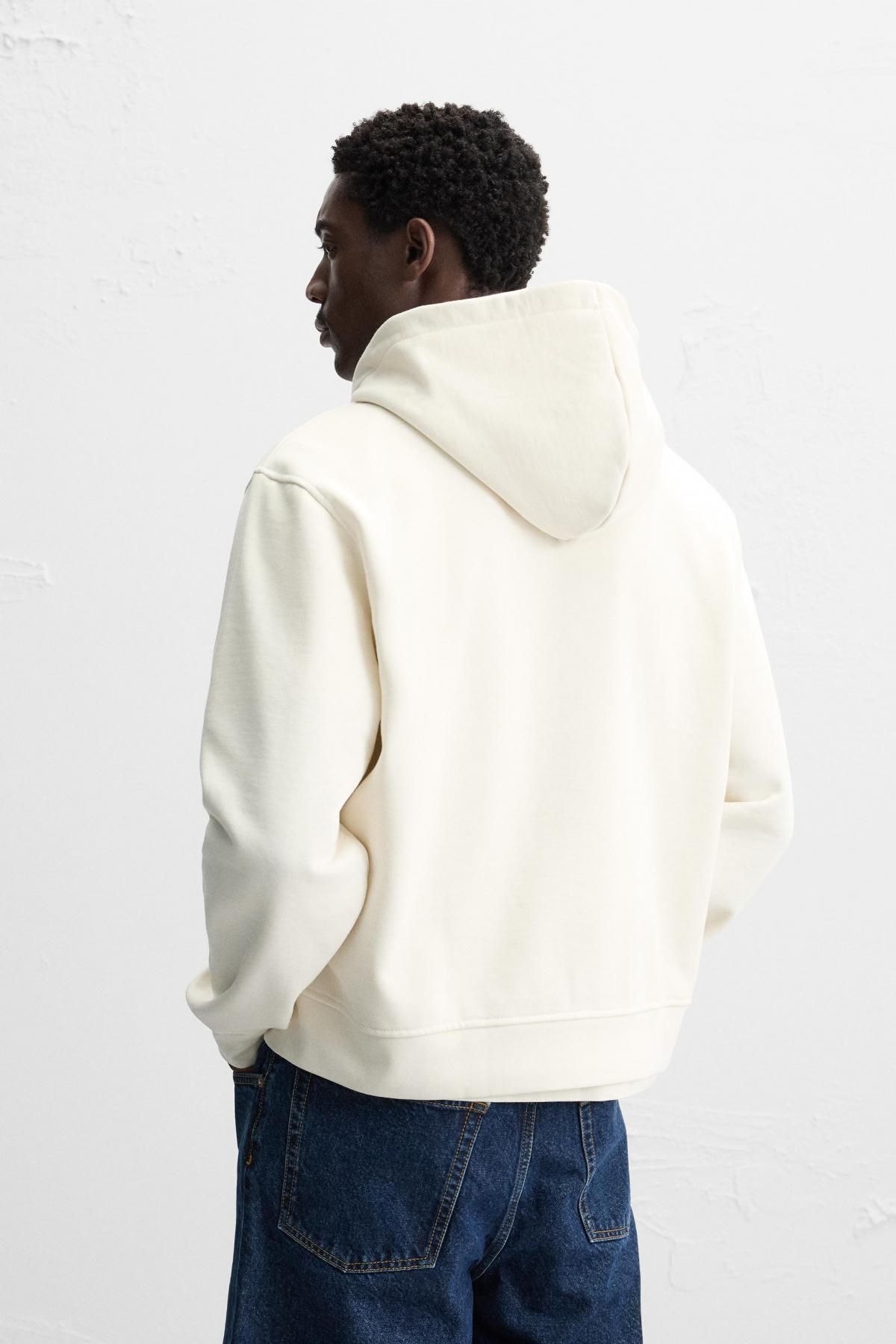 자라 베이직 집업 후디 0761/428 OYSTER-WHITE - 상세 이미지 4