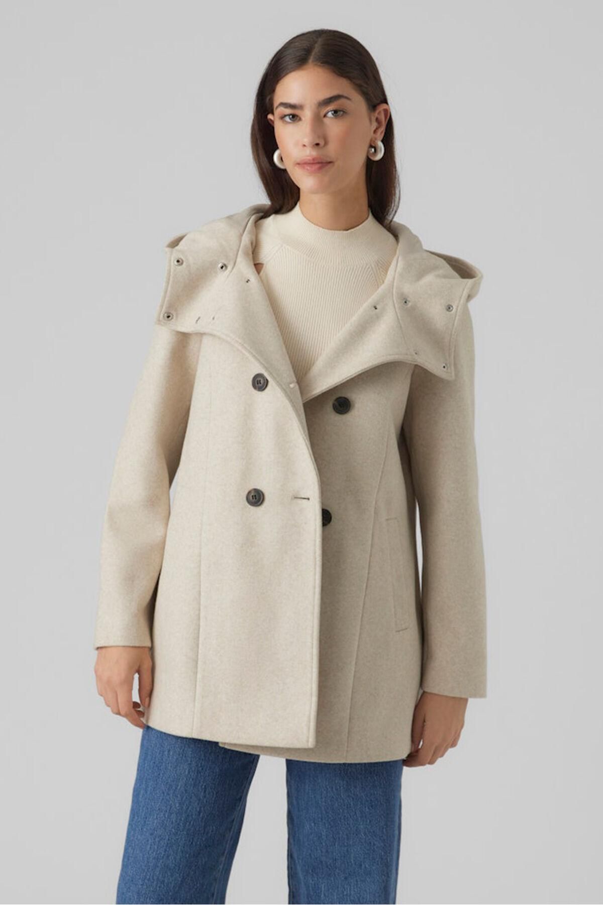 베로모다 트렌디 더블버튼 후드 울 코트 7930098 BEIGE - 상세 이미지 4