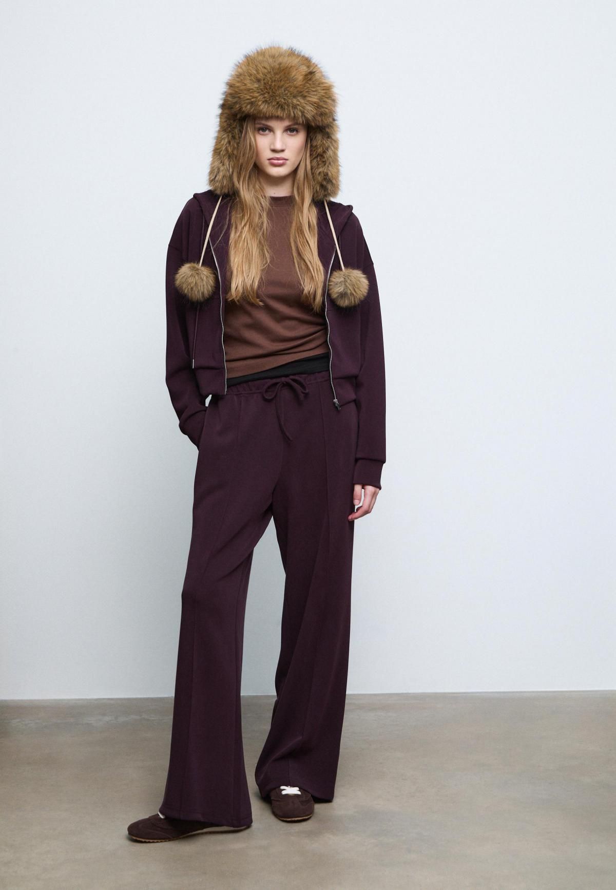 스트라디바리우스 소프트 와이드핏 모달 혼방 팬츠 4512/257 PURPLE - 상세 이미지 5