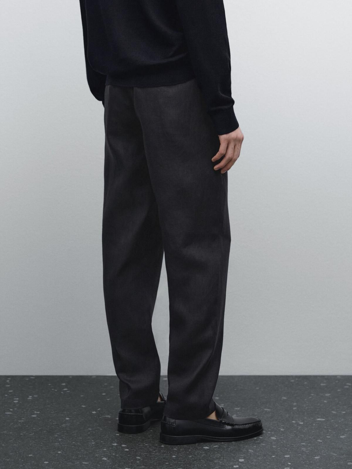 마시모두띠 100 린넨 테이퍼드핏 팬츠 0013/011 NAVY BLUE - 상세 이미지 4