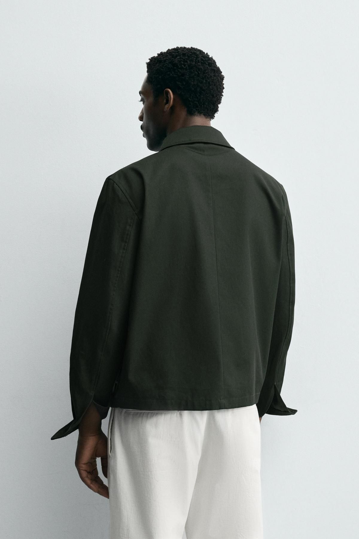 자라 미니멀 테크니컬 코튼 포켓 재킷 5854/020 DARK GREEN - 상세 이미지 4