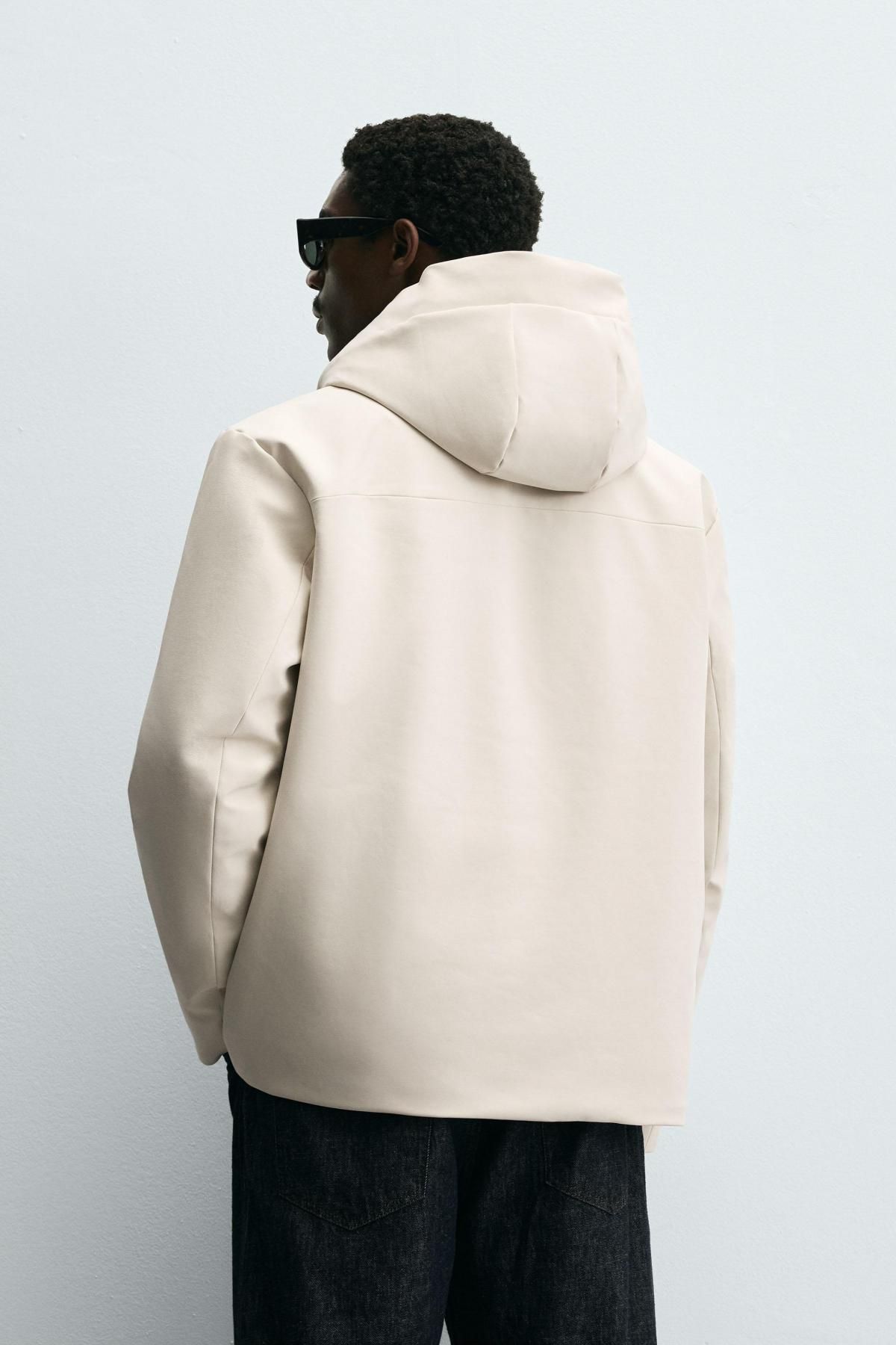자라 테크니컬 라이트 패딩 후드 집업 재킷 4695/500 OYSTER-WHITE - 상세 이미지 4