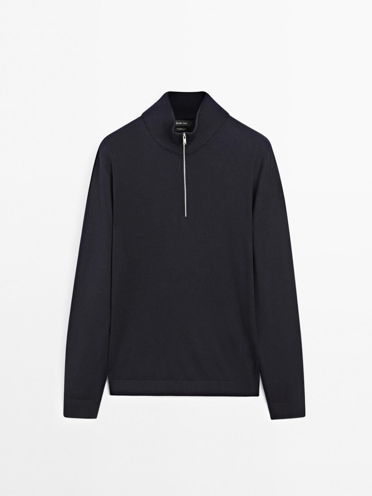마시모두띠 프리미엄 메리노울 하프집업 니트 스웨터 0934/210 NAVY BLUE - 상품 이미지