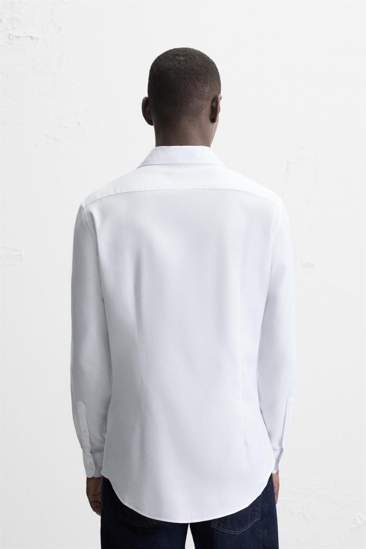 자라 이지케어 화이트 텍스처 긴팔 셔츠 7545/710 OYSTER-WHITE - 상세 이미지 4
