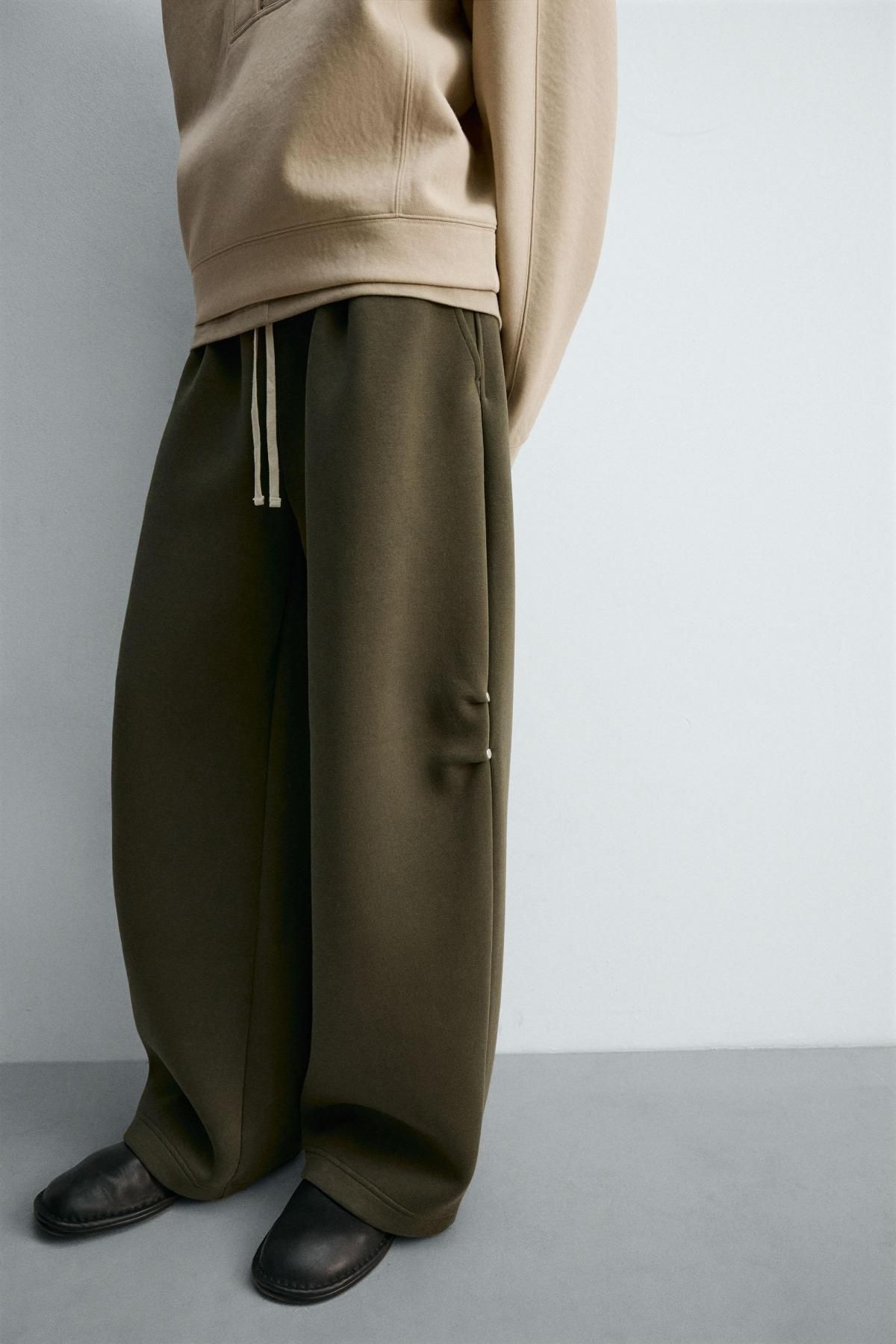 자라 네오프렌 스터드 와이드 팬츠 6318/336 OLIVE GREEN - 상품 이미지