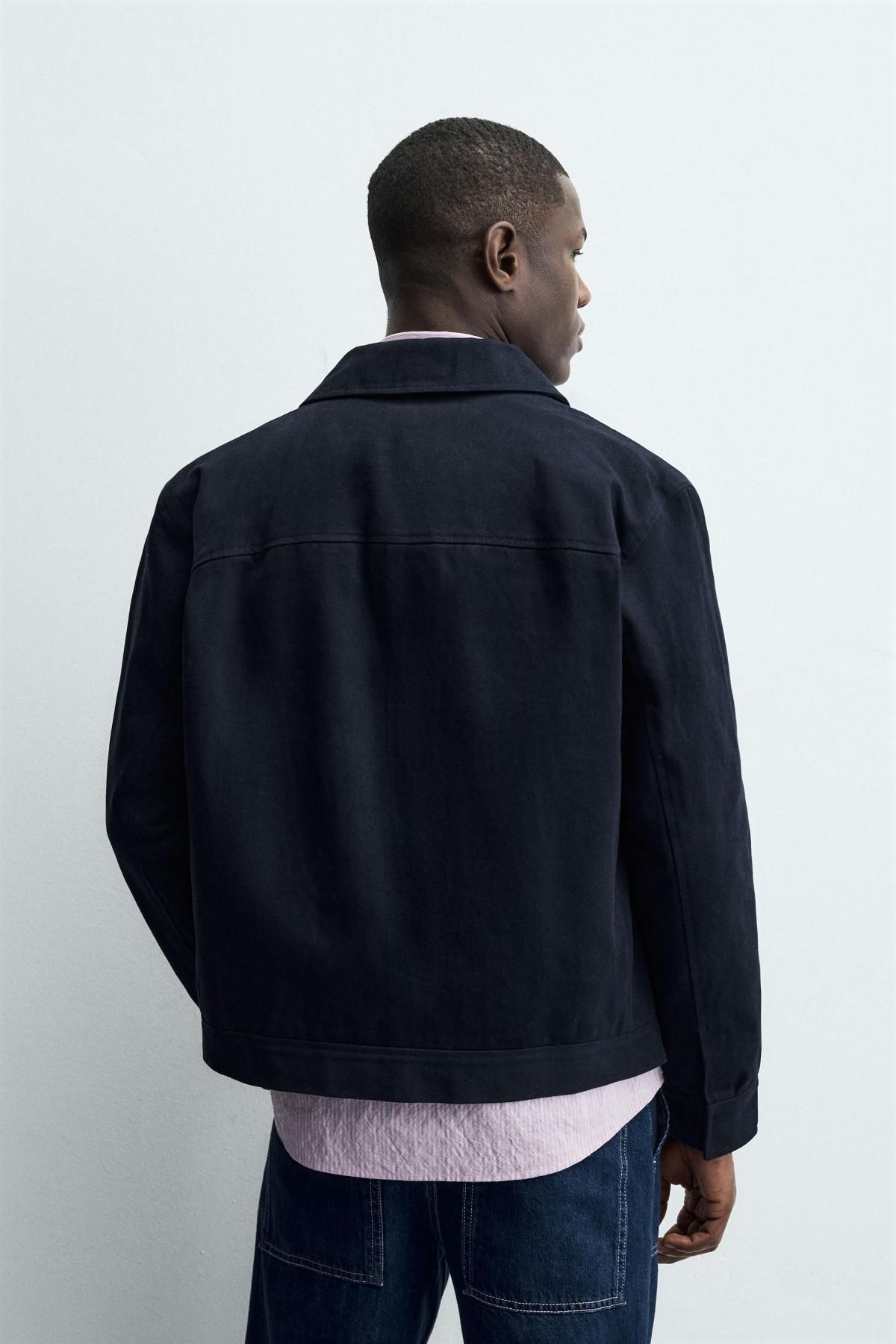 자라 네이비 텍스처 테크니컬 집업 오버셔츠 8574/210 NAVY BLUE - 상세 이미지 4