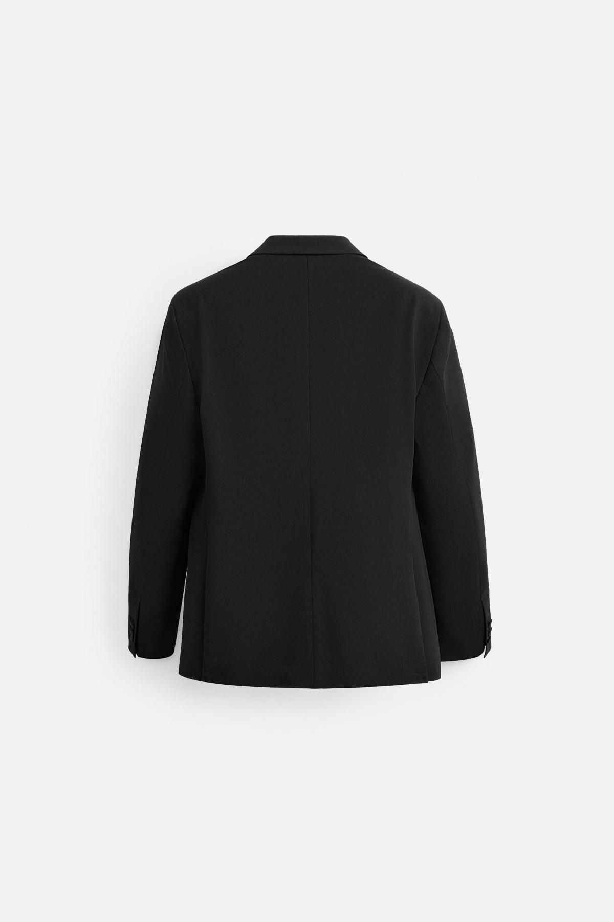 자라 슬림핏 테크니컬 울블렌드 디너 블레이저 4651/350 BLACK 이미지 7
