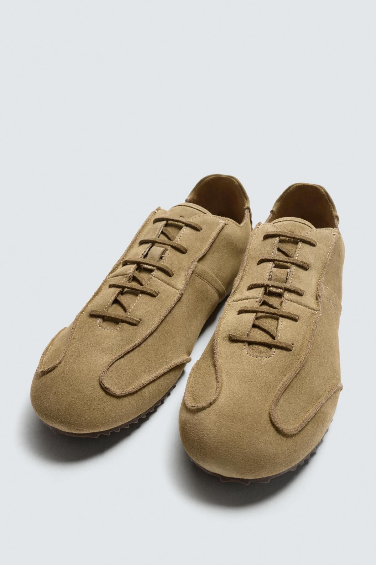 자라 프리미엄 레더 테크니컬 로우탑 스니커즈 2252/620 SAND BROWN - 상세 이미지 4