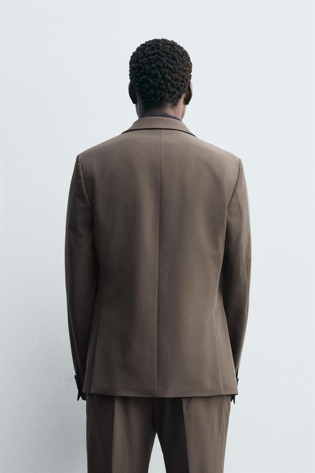 자라 슬림핏 테크니컬 컴포트 수트 블레이저 1564/300 BROWN / TAUPE - 상세 이미지 4