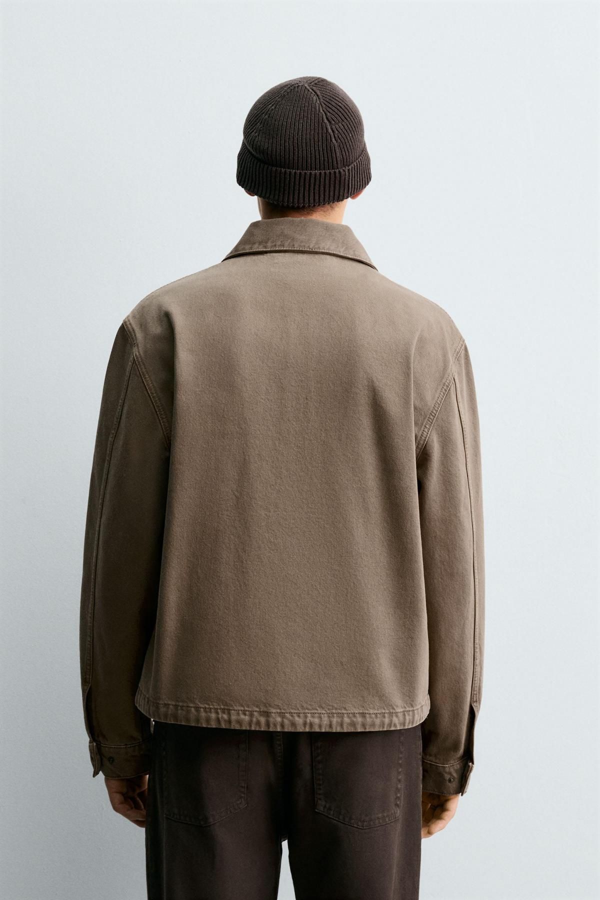 자라 테크니컬 데님 집업 재킷 5585/393 BROWN / TAUPE - 상세 이미지 4