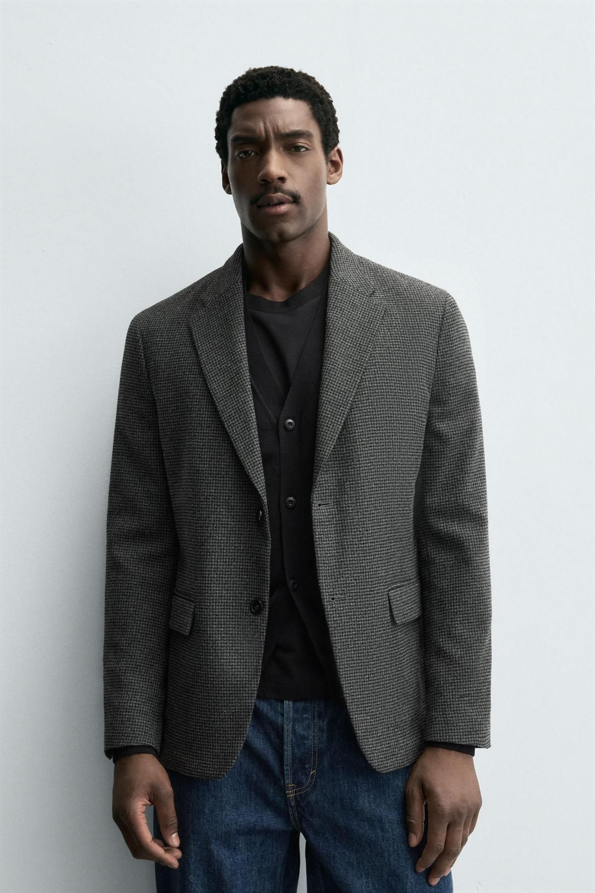 자라 하운드투스 테크니컬 슬림핏 테일러드 재킷 9621/220 ANTHRACITE GREY - 상세 이미지 3