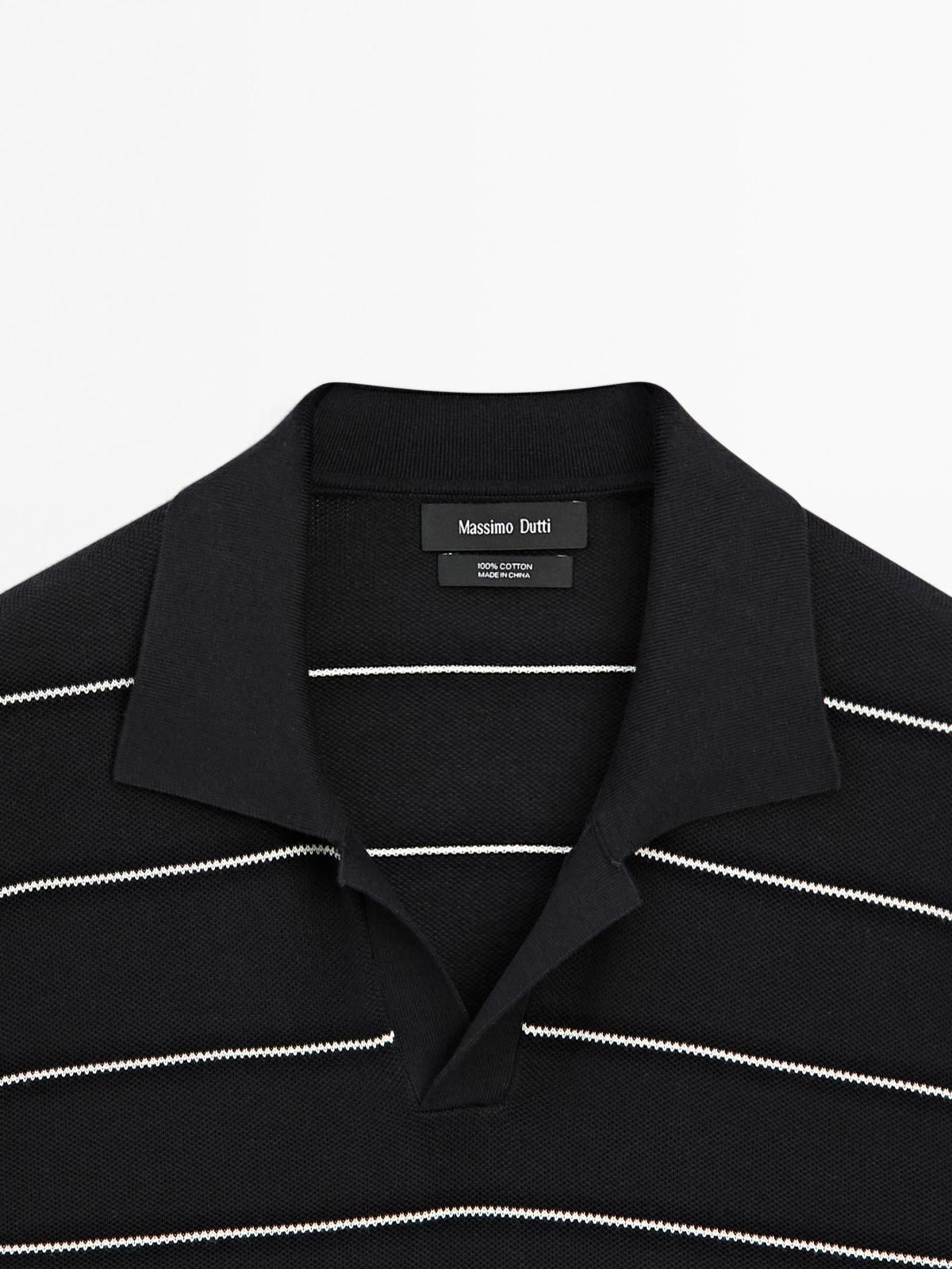 마시모두띠 스트라이프 브이넥 코튼 반팔 폴로셔츠 0967/201 NAVY BLUE - 상세 이미지 3