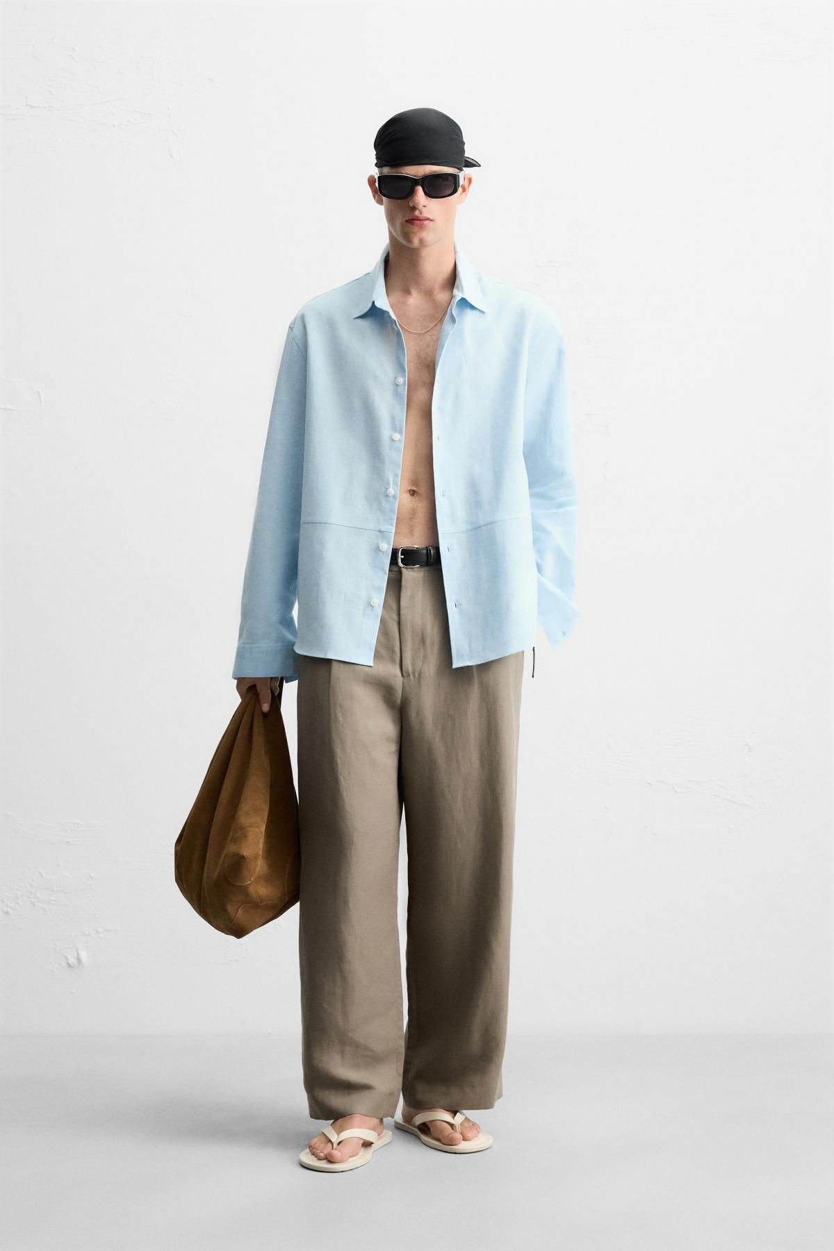 자라 린넨코튼 라이트블루 긴팔셔츠 7545/807 SKY BLUE - 상세 이미지 2